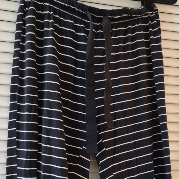 Nautica- Black & White Striped Wide-Leg Pajama Pants With Elastic Waistband - Picture 2 of 6